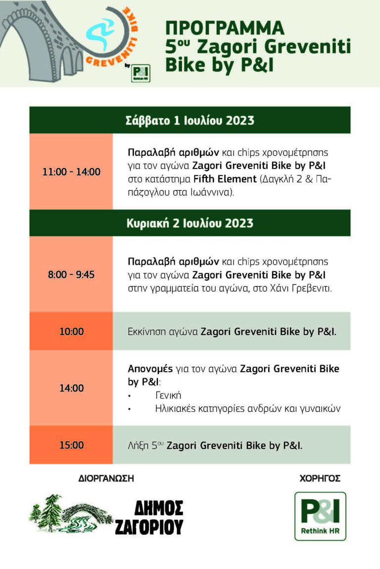 Read more about the article Επίσημο Πρόγραμμα Zagori – Greveniti Bike 2023 by P&I